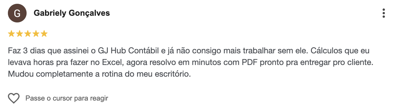 Avaliação Google — Gabriely Gonçalves ★★★★★