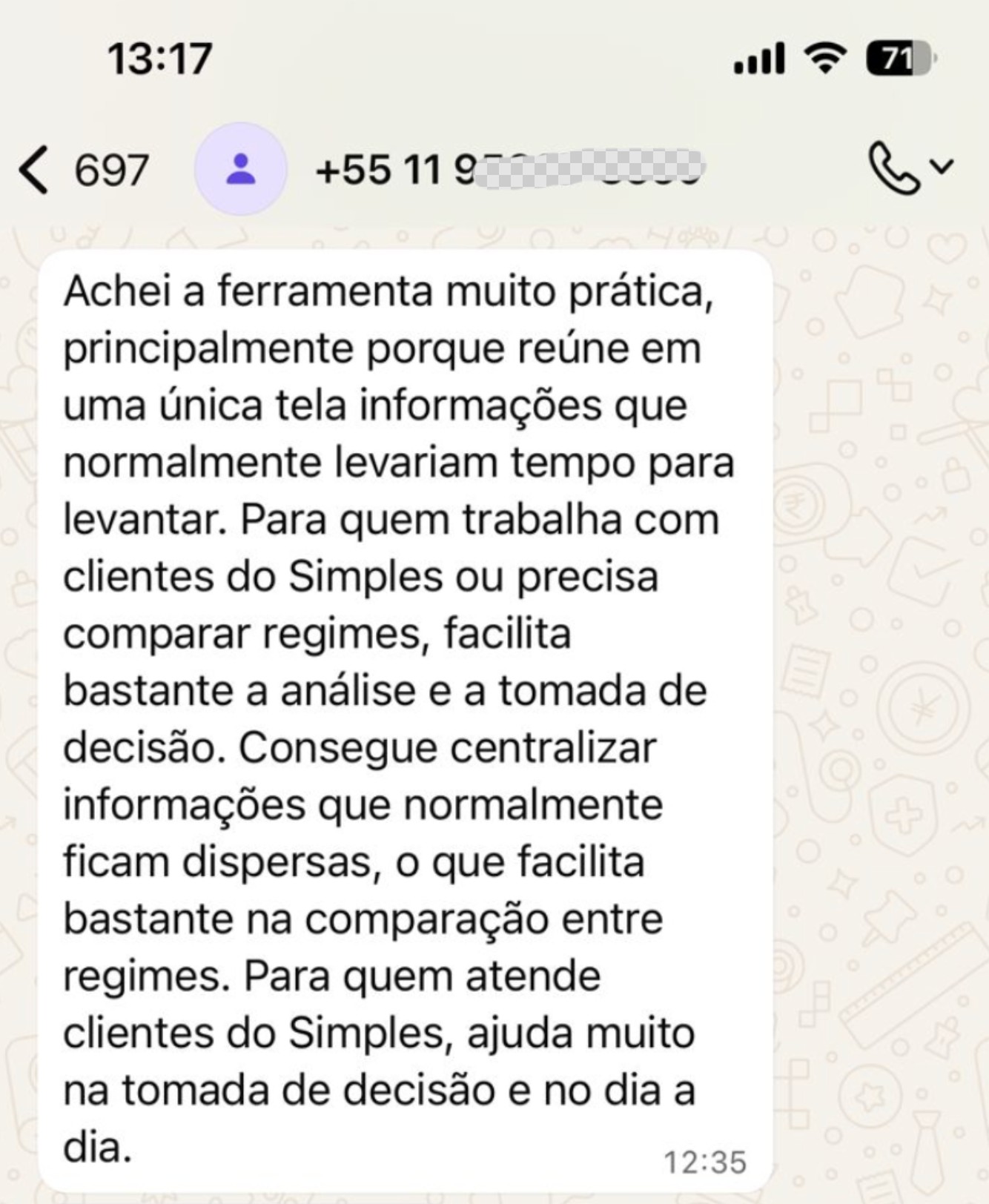 Depoimento WhatsApp — ferramenta prática para Simples Nacional